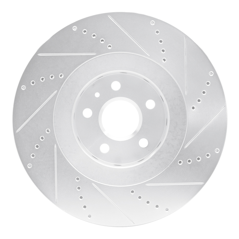 Cadillac CTS Brake Rotor (1) - Front Left - R1 Concepts - Drilled & Slotted - Silver - `09-`15